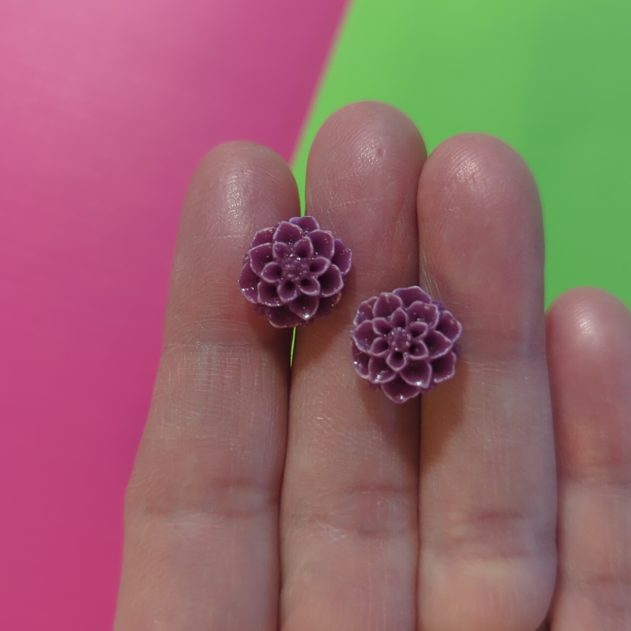 5/$20 Sweet Purple Posies Stud Earrings